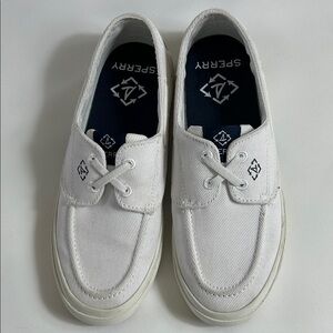 Sperry Women’s Size 7  White Canvas Boat Shoes Slip In Top Siders